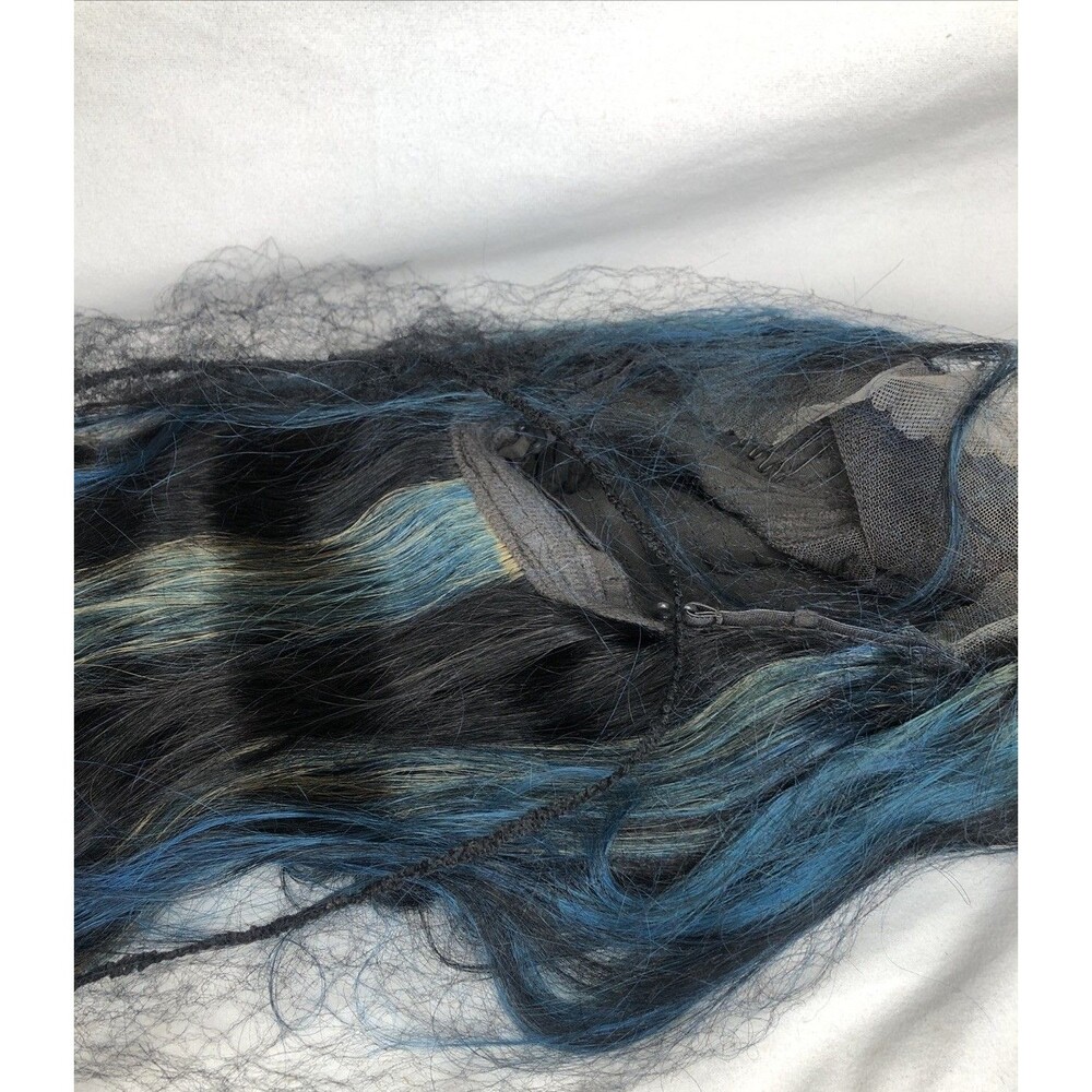 32” Long Gradient Curly Synthetic Wig Wavy Cosplay Wig Blue NEW - Picture 5 of 13